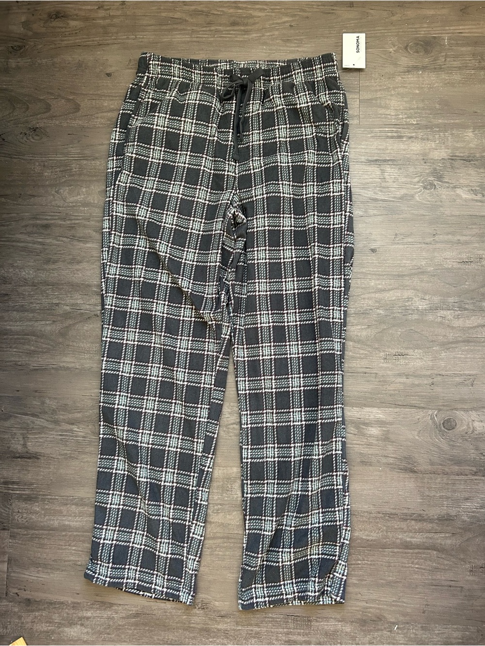 Men's Black & White Plaid Drawstring comfy pants